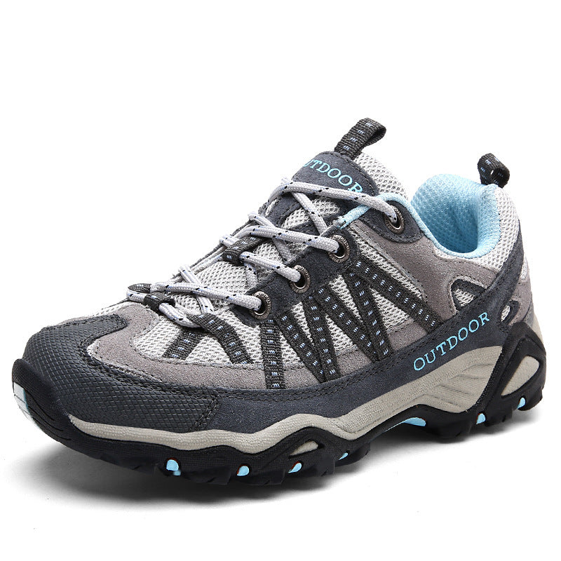 Breathable mesh hiking shoe with a rugged lugged grip outsole