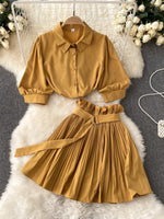 Spicy Girl short-sleeve shirt and skirt set shown together from the front