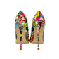 Women Graffiti Pointed Toe Stiletto Heel PU Single Shoes