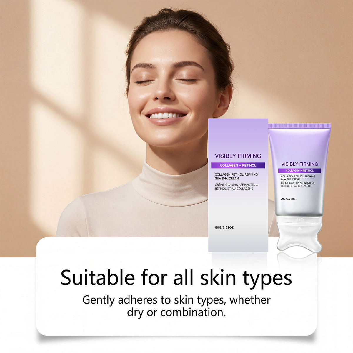 Retinol facial cream being massaged into the skin