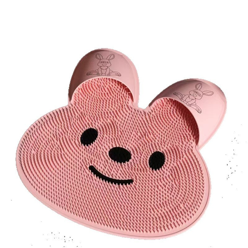 Close view of the dense soft TPE bristles that scrub the soles and heels while you wash