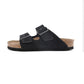 yellow brown open toe cork sandal at a three quarter angle view