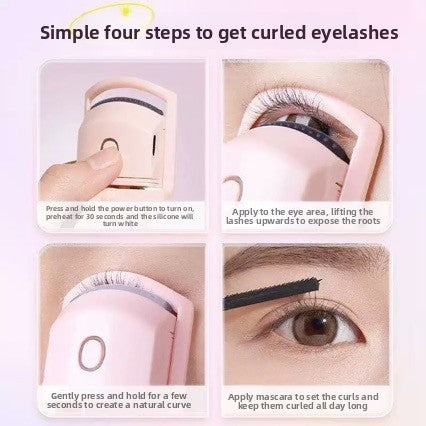 Maker panel showing the four use steps, from the power button to applying mascara after