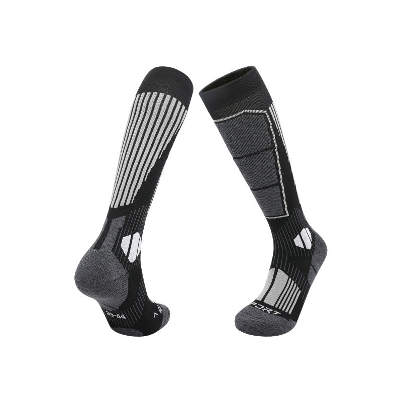 High tube sport ski socks with knit grip zones and a cushioned sole in a colourway pair