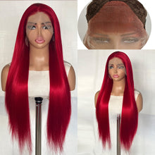 Long Straight Neptune Red Synthetic Lace Front Wig, 18 to 26 Inches