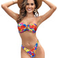 Floral bandeau bikini photographed in soft natural light