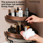 No drill adhesive corner shower shelf holding shampoo and skincare bottles