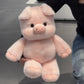 Soft plush animal toys arranged top down showing the color range