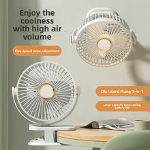 Rechargeable Clip, Stand and Hang Fan with Night Light