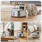 Steel pet fountain placed in a living room, windowsill, reading room, and bedroom with cats