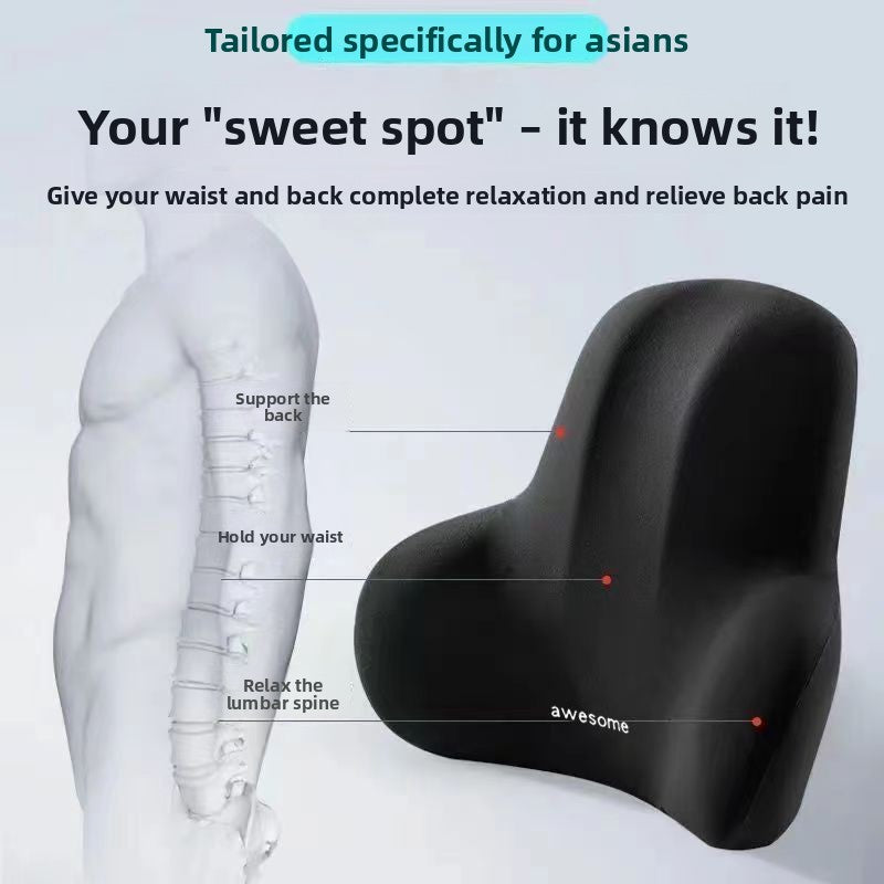 Side angle of the seat cushion showing memory foam height and U-cut shape