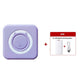 Purple rounded square thermal printer with a cat ear ring next to a gift box with a paper roll and cable, C15 purple