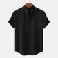Mens Stand Collar Casual Button Down Short Sleeve Shirt
