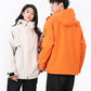 Three in one hooded jacket, wind blocking polyester outer shell over a soft zip in fleece mid layer