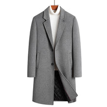 Men's Long Single-Breasted Wool Blend Coat with Quilted Lining