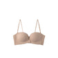 Side view of a strapless push-up bra showing the wide back and side support band