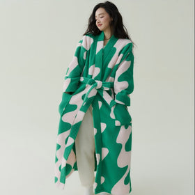 Unisex Coral Fleece Long Robe with Belt and Pockets, Anti-Static