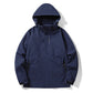 Charcoal mens hooded jacket shown from the side