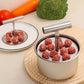 Stainless steel meatball maker drum with the perforated T handle press plate