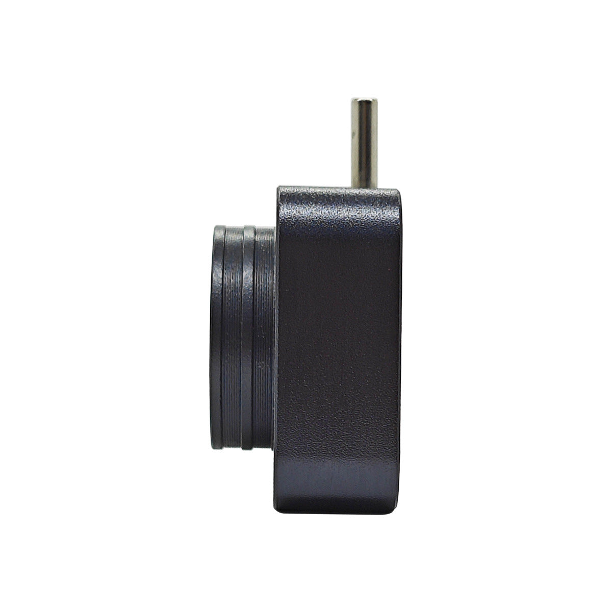 Black thermal camera module shown from another angle with its round infrared lens