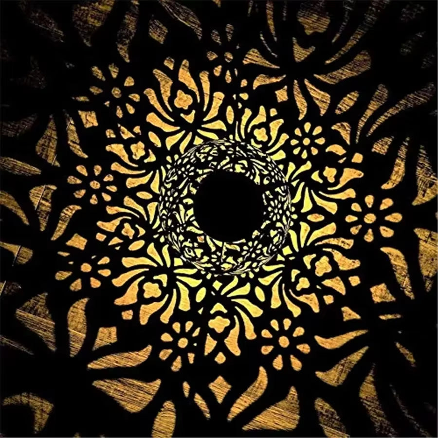 Outdoor Solar Iron Art Hanging Light Hollow LED Waterproof Landscape Projection Lamp for Garden Decor