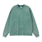 Back of the forest green mineral washed oversized long sleeve tee on a hanger