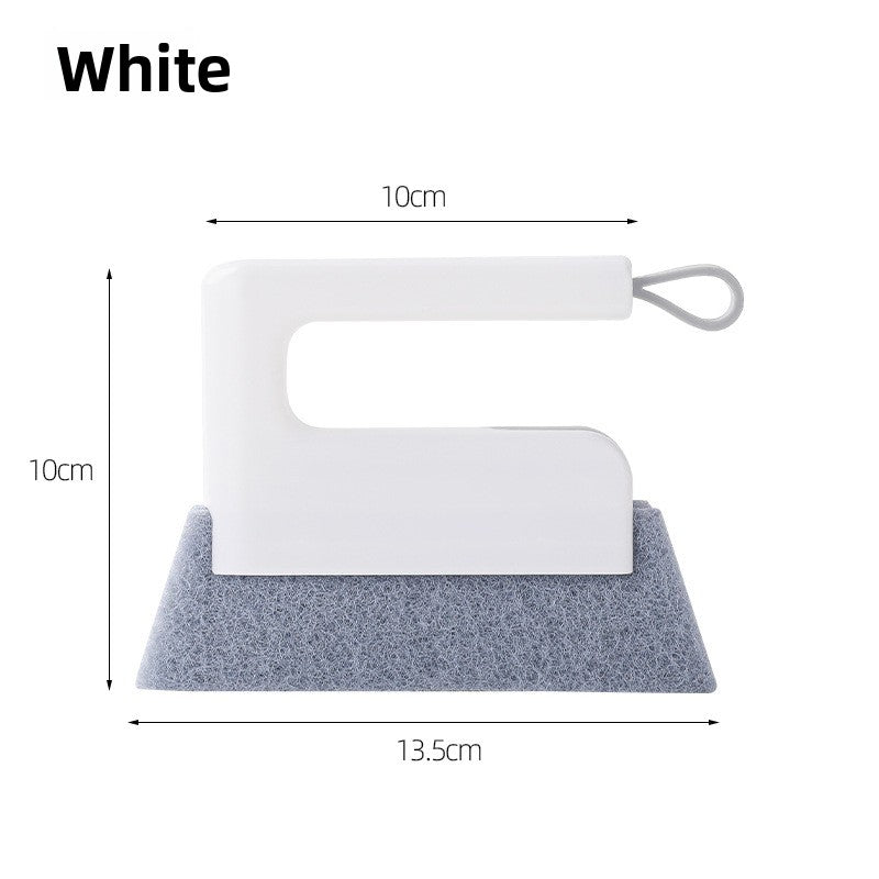 Window glass and groove cleaning brush with built in scraper edge