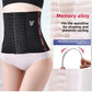 Black mesh waist trainer worn at the waist beside a close view of a flexible spiral boning stay