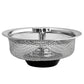 Stainless steel mesh sink strainer basket with a straight bar handle and rubber base