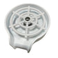 Top view of the round glass rinser showing the spray nozzle and the ring of press bars