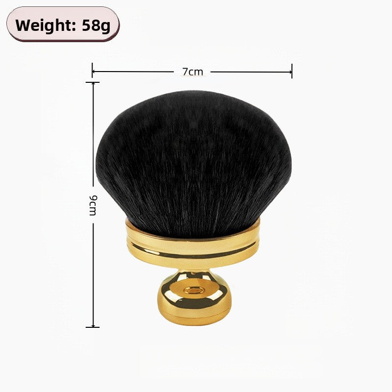 Gold handle mushroom brush with black bristles and size markings