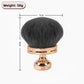 Rose gold handle mushroom brush with black bristles and measurement labels