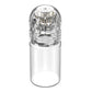 Close up of the clear applicator cap showing the ring of fine gold toned metal micro tips