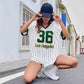 Women's Basketball Print V-Neck T-Shirt
