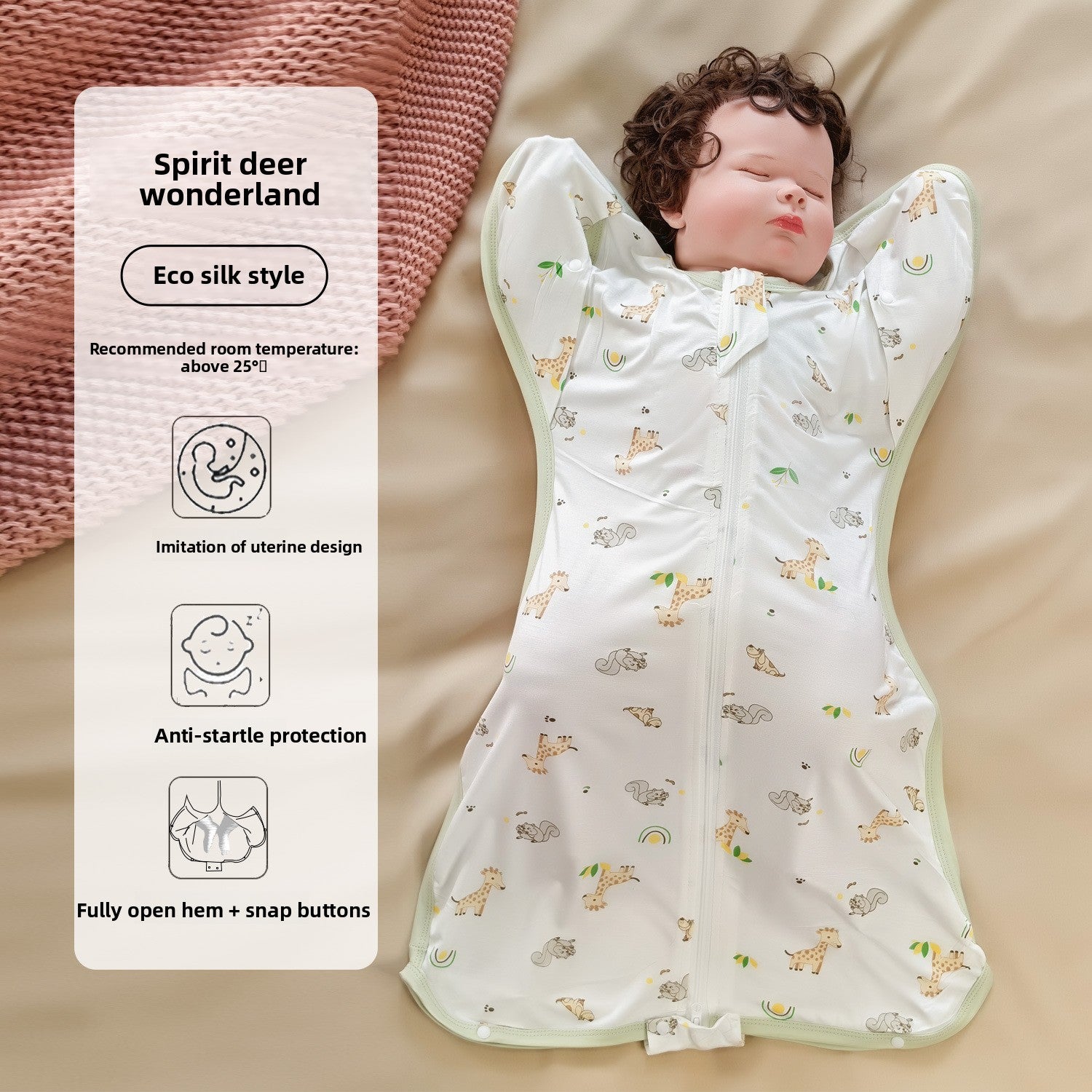 Baby Swaddle Sleeping Bag | product flat lay overview