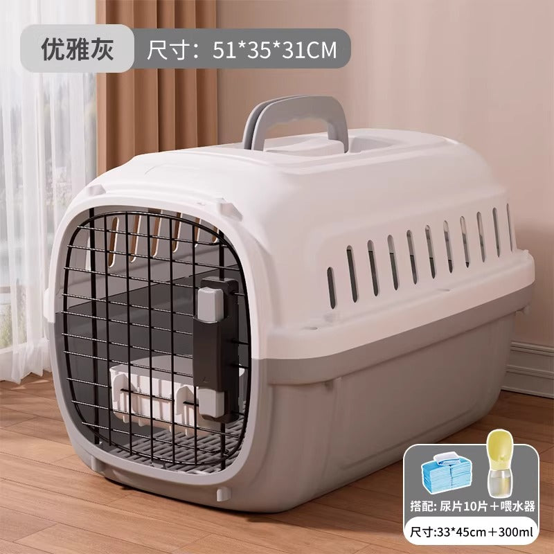 Small water dispenser that comes with selected pet crate bundles for the road