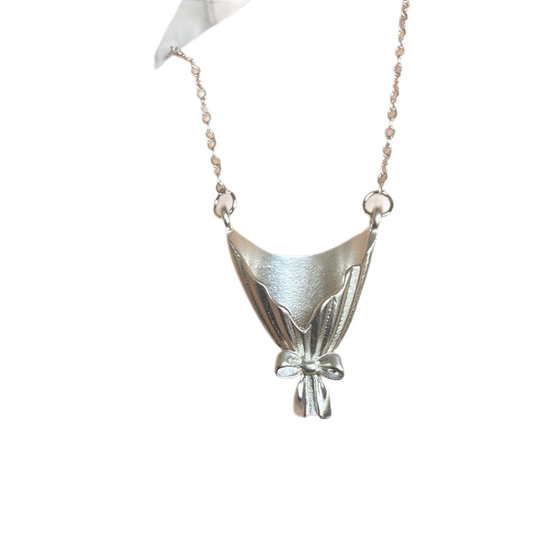 Floral Bowknot Pendant Necklace for Women