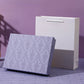 Purple damask gift box with a white gift bag behind it, no bow, model #15, inner 36x26x5 cm