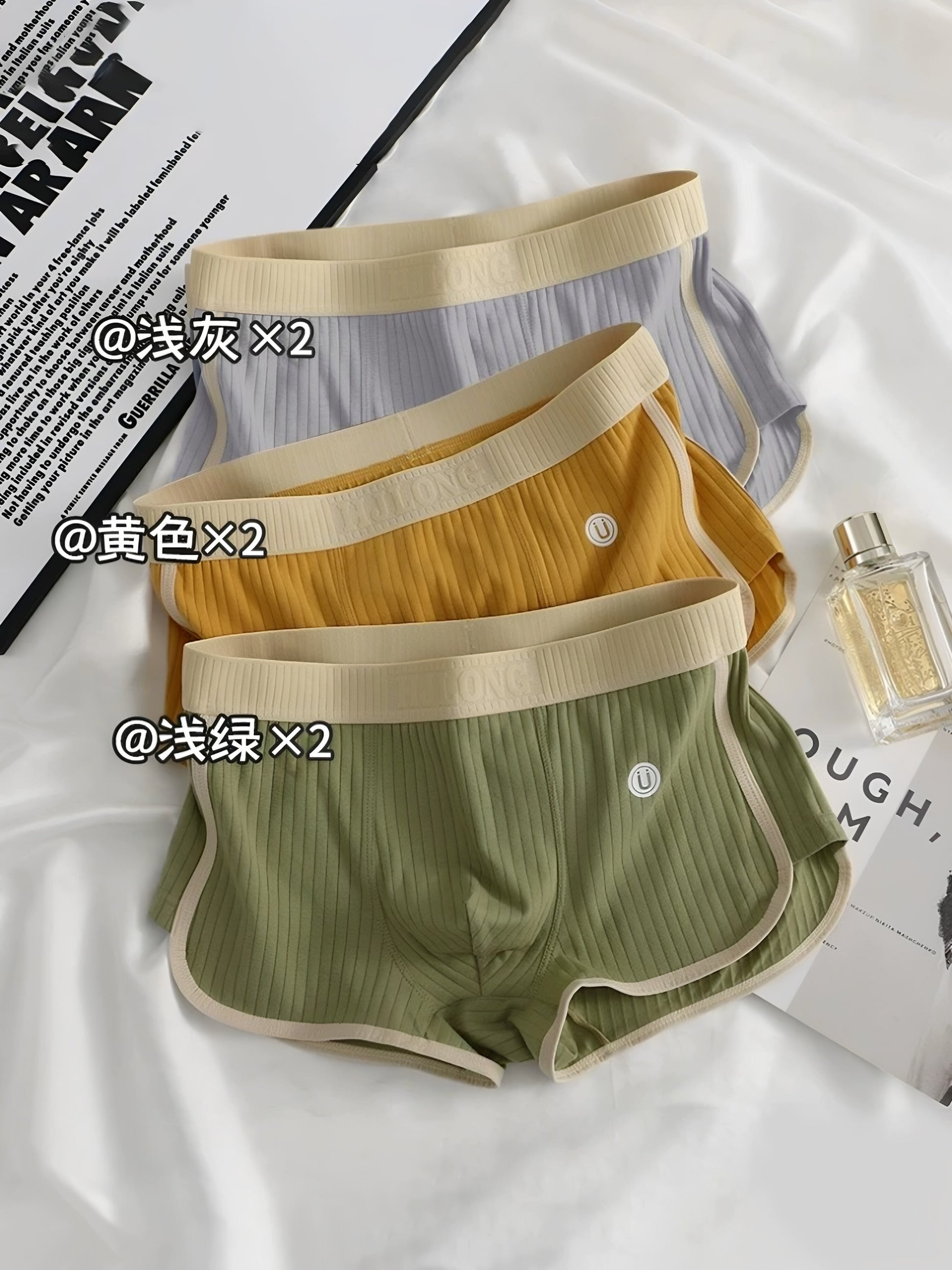 Contrast waistband detail of ribbed cotton men's boxer briefs