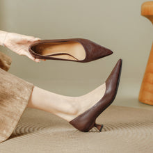 Womens Microfiber Pointed Toe Slip-On Pumps, Low Heel or 6 cm Slim Heel