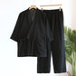 Black kimono style cotton gauze pajama set with side tie and patch pocket, shown for the Navy Men's Style size XL option