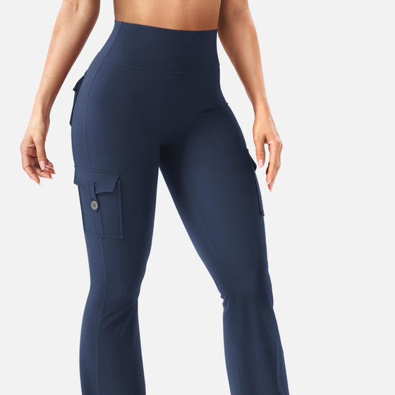 Cargo Pocket Flared Yoga Pants Tummy Control