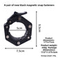Black hexagonal magnetic barbell collar with silver magnet discs, 5 cm bore, 17 by 9.5 by 5 cm, 350 g