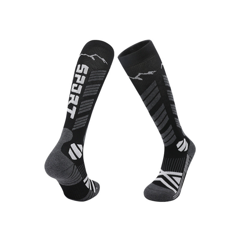 High tube sport ski socks with knit grip zones and a cushioned sole in a colourway pair