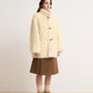 Faux Shearling Winter Coat | horn button row close up