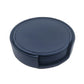 Navy blue PU leather round coaster set with a matching holder