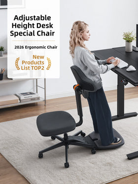 Ergonomic Sit-Stand Desk Chair with Rotating Backrest
