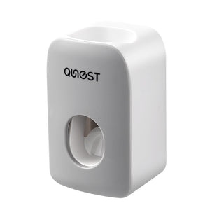 Versatile gray QNEST wall mounted toothpaste squeezer with a round top socket and an oval front paste outlet