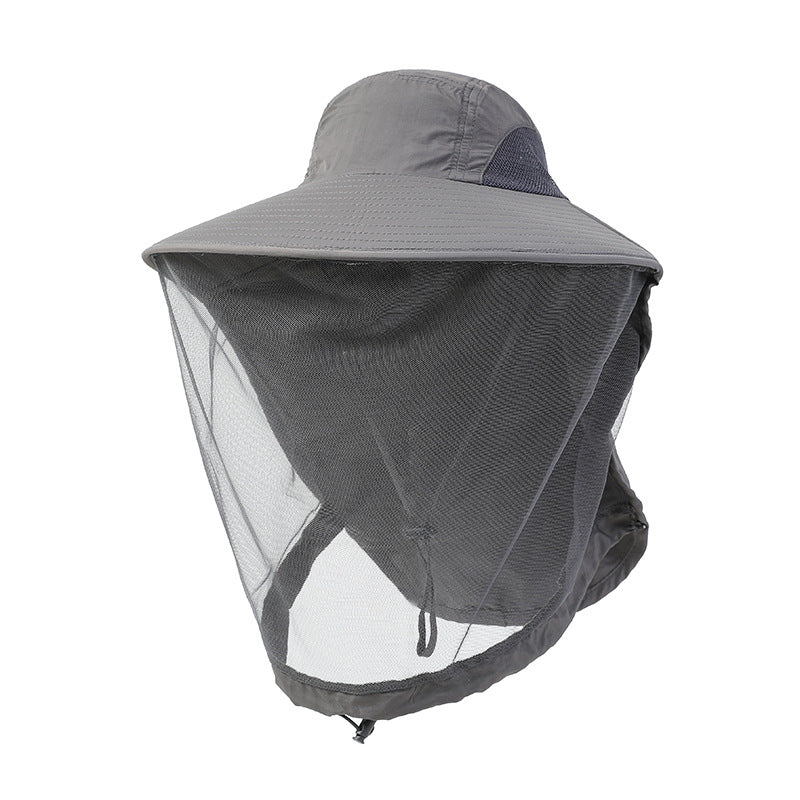 Bug net sun hat top view showing the dome crown and wide brim