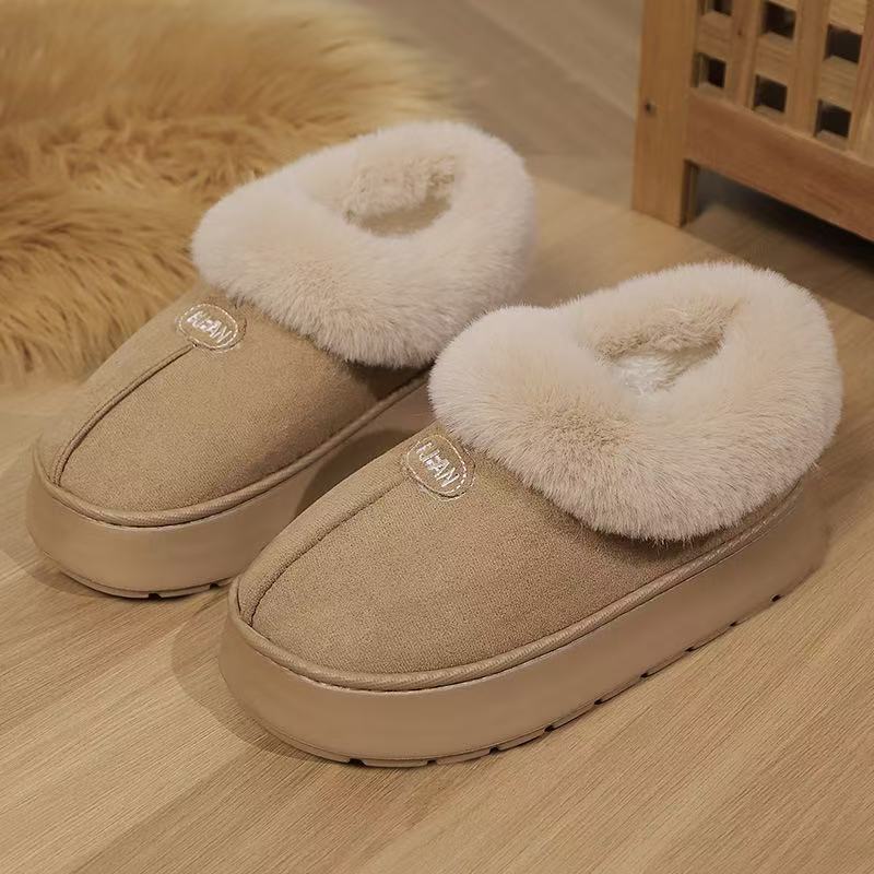 Snug home slipper with plush collar, soft upper and lightweight EVA outsole